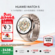 華為（HUAWEI）手表WATCH 5【咨詢(xún)享優(yōu)惠】智能運動(dòng)健康eSIM獨立通話(huà)血氧呼吸體溫監測風(fēng)險評估男女士朋友4Pro 42mm晨曦金丨爍金色鈦金屬表帶【皮表帶+貼膜】