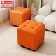 鉑吶苓凳子家用換鞋凳家用矮凳感客廳茶幾凳軟包坐墩實(shí)木板凳結實(shí)耐用 橙色小方凳