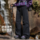 頂峰保羅（Dingfengbaoluo）美式?jīng)_鋒褲男寬松直筒休閑傘兵工裝戶(hù)外山系長(cháng)褲子DHT32經(jīng)典黑2XL