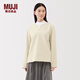 MUJI女式 橫豎彈力起毛套頭長(cháng)袖罩衫t恤上衣25年冬季女裝BC2ORC5A 象牙色 M (160/84A)