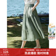 茵曼（INMAN）A字半身裙2025夏新款薄荷曼波通勤中長(cháng)裙子 墨綠色 -18322205H1 L
