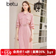 百圖betu女裝春季新款連衣裙法式溫柔設計感復古連衣裙女2402T85 粉紅 M