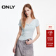 ONLY2026春季新款蝴蝶立體扭結V領(lǐng)修身純色舒適T恤女|126101041 A43 淡藍色 M