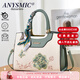 ANYSMIC奢侈高端品牌女包國風(fēng)刺繡媽媽新款大容量單肩手提包送媽媽禮物 墨綠配米白 長(cháng)29高22厚12