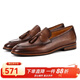 CAPLOST意大利復古流蘇樂(lè )福鞋男士皮鞋英倫潮流一腳蹬懶人鞋商務(wù)休閑鞋 咖啡色 39