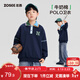 左西男童POLO領(lǐng)衛衣2026新款學(xué)院撞色兒童春裝中大童上衣 深藏青 160