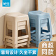 茶花（CHAHUA）凳子貝殼加厚家用成人塑料凳子防滑板凳簡(jiǎn)約客廳方凳辦公室書(shū)房 藍灰色【39*35*47cm】 4只裝