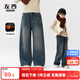 左西女童加絨牛仔褲冬保暖2025新款中大童直筒褲兒童褲子 牛仔色 140