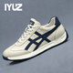 IYUZ品牌男鞋秋冬新款阿甘鞋頭層牛皮休閑鞋舒適軟底運動(dòng)鞋潮流鞋子男 白色 【高端男鞋】 42 （皮鞋碼）