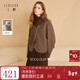 三彩【100綿羊毛】2025冬季新款圍巾雙面呢大衣短款毛呢外套M 榛果棕 M 160/84A