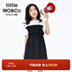 little MO&Co.童裝女孩夏裝兒童裙子女童短袖木耳邊抑菌連衣裙大童 黑色 100 110/52