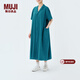 MUJI IDEE 女式 泡泡紗 短袖連衣裙 女裝裙子夏季 GAD53C4S 深藍色 均碼 165/88A