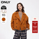 ONLY2024秋冬新款100%綿羊毛雙面呢蝙蝠袖毛呢大衣女|12416T003 F11 南香橙色 S (160) 80A