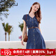百圖betu女裝2025夏季新款連衣裙輕薄丹寧面料送腰帶顯瘦裙子2504T91 牛仔色 M
