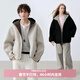 PSO Brand男裝女裝夾克【雙面穿】羊毛羊絨混紡雙色簡(jiǎn)約保暖連帽呢子外套 深咖棕 花杏色 CoffeeBrown XL