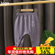 寬葉竹嬰兒褲子無(wú)骨純棉彈力男女寶寶寬松大PP褲子兒童哈倫大屁屁褲秋冬 無(wú)骨按扣襠長(cháng)褲深灰 90 cm