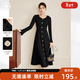 對白【AN大碼系列】巴黎記憶法式針織連衣裙冬季微胖mm黑色長(cháng)袖打底裙 靜謐黑 XL 建議體重135-145
