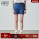 Teenie Weenie小熊女裝夏季簡(jiǎn)約時(shí)尚牛仔短褲時(shí)尚高腰褲子女韓版 深藍色 M (165)