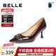 百麗（Belle）時(shí)尚百搭牛皮高跟鞋女細跟商場(chǎng)同款單鞋3Y617AQ4 酒紅色 39 (245mm)
