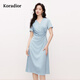 珂萊蒂爾【玫瑰裙】2025年夏季新款醋酸優(yōu)雅V領(lǐng)連衣裙女修身氣質(zhì) 淡藍 M