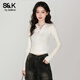 班尼路（Baleno）S&K亨利領(lǐng)長(cháng)袖T恤女2025春秋季v領(lǐng)修身保暖彈力打底衫半開(kāi)領(lǐng)上衣