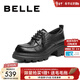 百麗（Belle）復古牛皮牛津鞋女2026春新商場(chǎng)款厚底增高JK樂(lè )福鞋E9N1DAM6 黑色 37