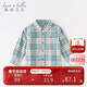 戴維貝拉春秋裝男童格子襯衫中大童棉襯衣兒童上衣童裝