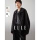 ELLE綿羊毛牛角扣毛絨短外套女2025冬季新款復古通勤羊羔毛上衣