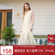 三彩2025夏季新款假兩件連衣裙無(wú)袖花邊拼接A字長(cháng)裙設計感M