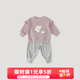巴厘小豬女童套裝2025新款秋季衛衣衛褲超萌可愛(ài)女寶寶分體衣服兒童秋裝 落霞紫 100