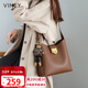 viney牛皮包包女包品牌水桶包輕奢單肩斜挎包生日禮物高級感送女友老婆