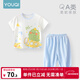 優(yōu)奇男女寶寶短袖長(cháng)褲嬰兒夏季薄款套裝a類(lèi)一1-2歲6-12個(gè)月兒童衣服夏 動(dòng)物世界+海水藍 90