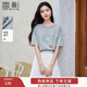 香影灰色t恤女短袖2025夏季新款花邊拼接純棉減齡蝴蝶結上衣小衫 淺灰 M 160/84A/95-110斤