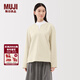 MUJI女式 橫豎彈力起毛套頭長(cháng)袖罩衫t恤上衣25年冬季女裝BC2ORC5A 象牙色 M (160/84A)
