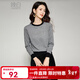 晚白【新品】2026春款氣質(zhì)親膚不扎膚上衣舒適高彈格雷灰羊毛針織衫 花灰色 S