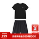 安德瑪（Under Armour）兒童夏季運動(dòng)套裝夏款短褲短袖套裝男大童短袖梭織短褲套裝 黑T黑短褲 130