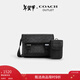 蔻馳（COACH）【新年禮物】奧萊男士男包經(jīng)典標志LEAGUE混合型斜挎包單肩包 QB/炭黑色/黑色
