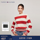 Tommy Hilfiger【半高領(lǐng)】秋冬女純棉慵懶復古寬條紋圓領(lǐng)內搭打底衫針織衫 紅白條紋XNN S （推薦：100-110斤）