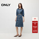 ONLY秋季時(shí)髦精致顯瘦撞色牛仔中長(cháng)款連衣裙女|124342006 J33 350水洗牛仔藍 S (160) 80A