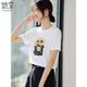 她享短袖t恤女夏季圓領(lǐng)印花釘珠上衣百搭T恤打底衫女裝小衫 T52T048