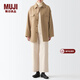 MUJI男女通用羊毛混立領(lǐng)中長(cháng)大衣男式女式毛呢外套冬季格雷系BDA16A2A 米色 L-XL
