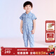 PawinPaw卡通小熊童裝夏季男寶工裝系列短袖牛仔連身衣 藍色/50 100cm