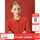 ELLE KIDS童裝 新年系列領(lǐng)口亮片羊毛針織衫女童冬季節日氛圍開(kāi)衫紅色毛衣 紅色 160 (S)