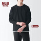 MUJI MUJI 男式 水洗 天竺編織 圓領(lǐng)長(cháng)袖T恤 ABC01A2S 打底衫 黑色 M