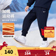 NIKE 3BRAND 耐克男女童純棉針織長(cháng)褲2026春季側邊大logo兒童運動(dòng)褲 靛藍色 【冬季加絨款】 140 /60 【建議身高128-140cm】