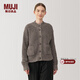 MUJI女式 牦牛絨混 高圓領(lǐng)開(kāi)衫針織毛衣針織衫外套冬季  BA1PPA4A 深咖啡棕色 S (155/80A)