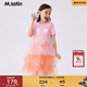 馬·拉?。∕.Latin）/【商場(chǎng)同款】童裝夏款女童多巴胺針織蓬蓬短袖連衣裙 玫粉紅 140