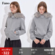 fano studios范洛Fano 休閑防風(fēng)保暖抓絨內里可拆卸毛領(lǐng)連帽分割線(xiàn)衛衣短外套 花灰第二批 M