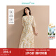 茵曼（INMAN）【商場(chǎng)同款】亞麻再生纖維碎花裙2025春秋女裝新品系帶領(lǐng)連衣裙 落葉黃 M