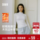 森馬（Semir）長(cháng)袖T恤女半高領(lǐng)緊身冬季2025發(fā)熱抓絨木耳邊打底衫109725101013